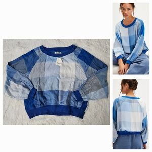 Free People Intimately Sugar Cookie Flannel Pullover Chambray Combo